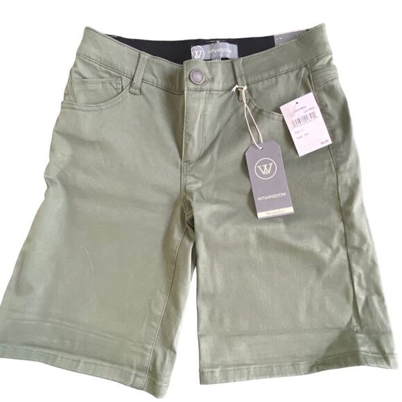 NWT WIT & WISDOM 'Ab'Solution Stretch Twill Shorts Lily Pad Green Size 2 - Picture 5 of 9